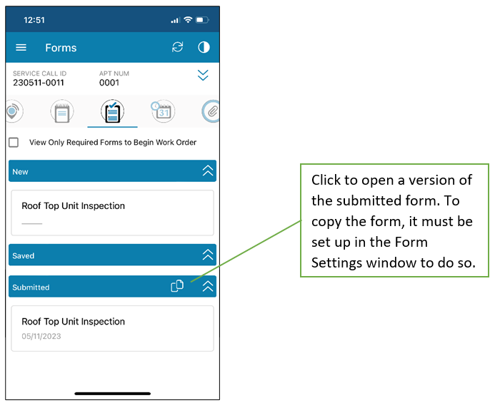 Copying Submitted Forms from the App