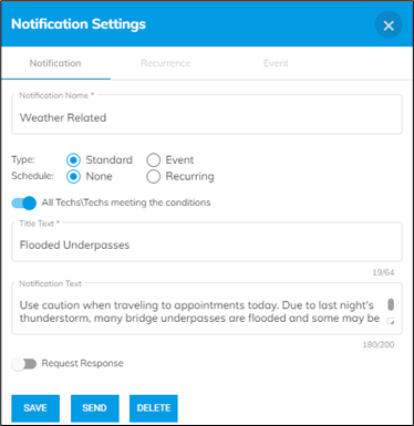 Setting Up a Standard Notification