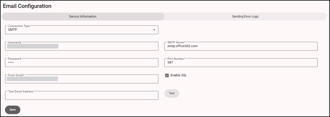 Configuring Email Settings for SMTP