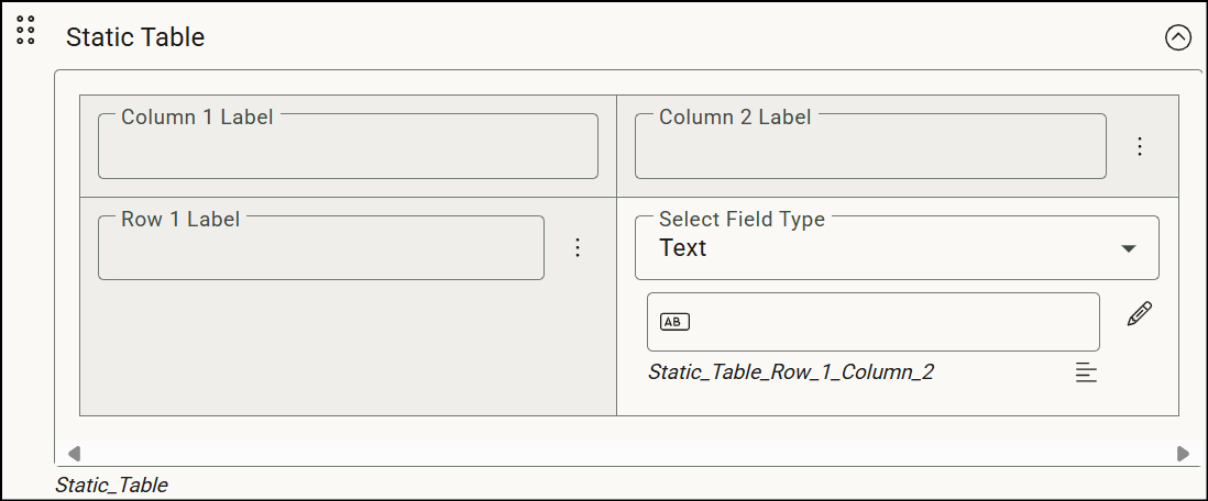 Adding a Static Table to a Form