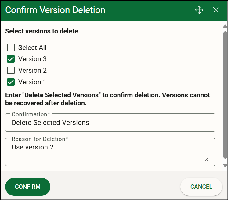 Deleting Form Versions