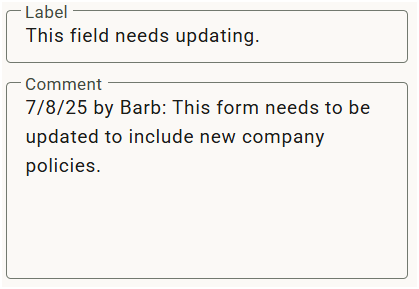 Adding a Comment to a Form